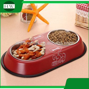 pet accessories eco anti slip stainless steel double cat dog pet feeder water food bowl