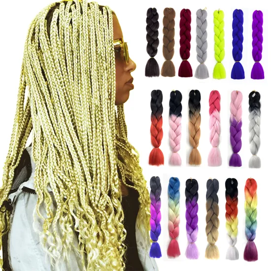 provide lable jumbo hair braid synthetic braiding hair ombre color 24inch 100g attachments braids for african yaki