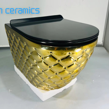 Golden Luxury Wall-Mounted Bathroom Sink & Toilet Set