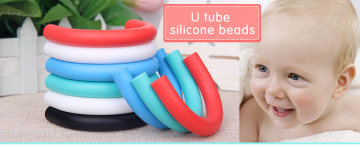 BPA free food grade U tube chew necklace beads silicone beads with best price