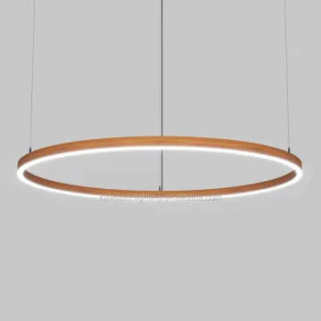 Striking 20mm Width Circular Linear Elliptical LED Pendant Light with Wooden Printing Body and Epistar Chip - 60W