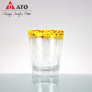 Multi Colored Wine Glasses Rainbow Rim stemless Glass