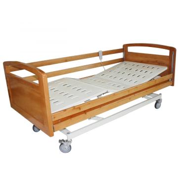 Wooden nursing bed with guardrail