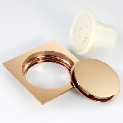 Bathroom Pure Brass Golden Floor Drain