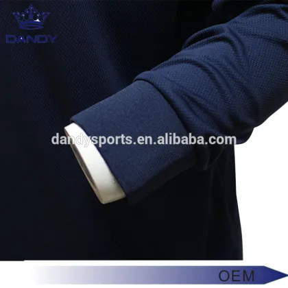 Rib-Kintted Collar Navy Blue Polo Shirt