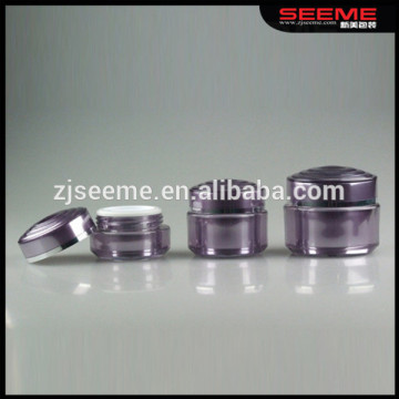 Elegant purple cosmetics packaging jars, 15g 30g 50g lines round shaped acrylic jar