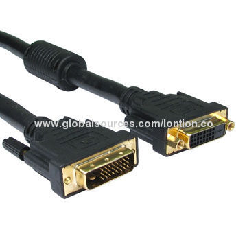 New Design DVI Male to DVI Female Cables with Molded Type and 24K Gold-plated Connector