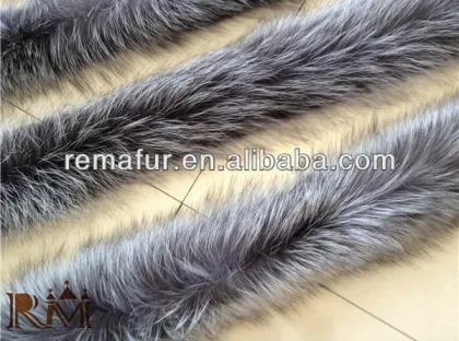 silver fox fur strips/ silver fox fur collar/silver fox fur for hood