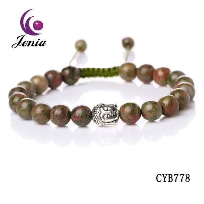 Jenia Alibaba China Colorful Agate Bead Bracelet Design Buddha Head Bracelet