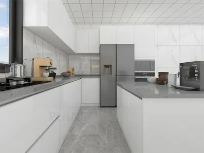 Modern White Acrylic Door Modular Lacquer Kitchen Cabinet