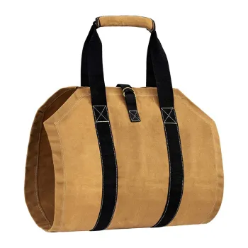 Portable Home Fireplace Canvas Log Tote Bag - ODM OEM Brown Coffee Color Firewood Bag