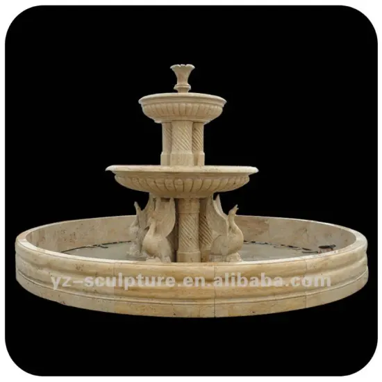 Tiered Stone Water Fountain with Swan Statues FTN-D002V