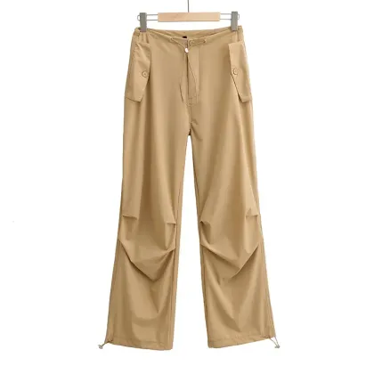 Casual Custom Summer Straight Leg Nylon Windbreaker Cargo Pants for Women