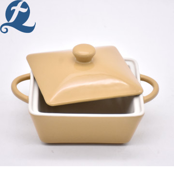 Custom Ceramic Square Soup Pot Set with Lid