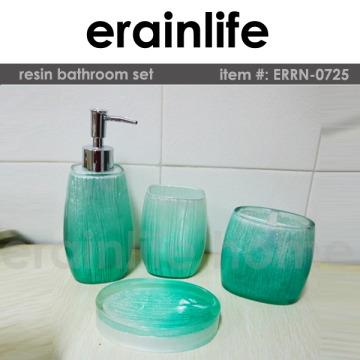 2016 china supplier 4 pcs blue polyresin bathroom accessories set/bathroom set