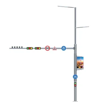 60W All-in-One Solar Integrated LED Poster Lighting Pole with Camera for Smart Cities