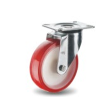 Medium Duty PU Core Plate Swivel Total Brake Nylon Caster Wheels