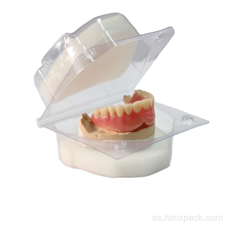 Cajones de almacenamiento de dentaduras postizas transparentes de plástico de PVC con esponja
