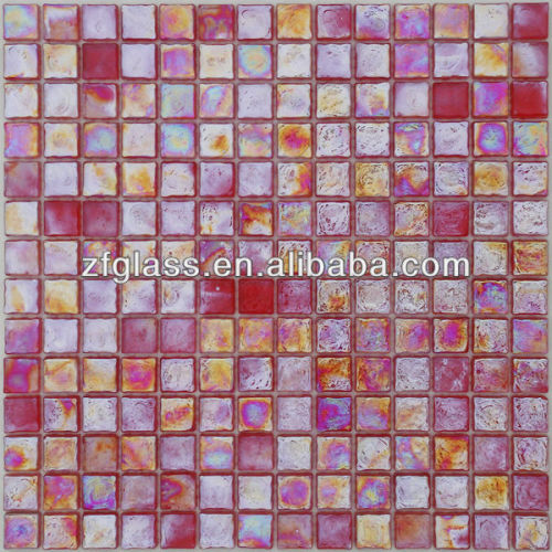 12" Iridescent red Glass Mosaic Tile