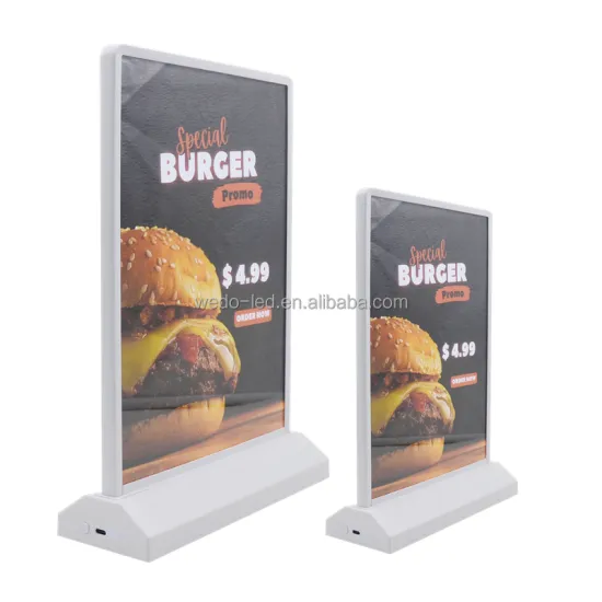 Double-Sided 10000mA Lithium Battery-Powered Desktop Light Box Sign for Menus