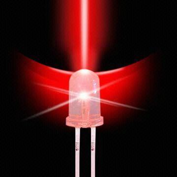 5mm Round Hyper Red LED with 632nm Wavelength, 15° Viewing Angle
