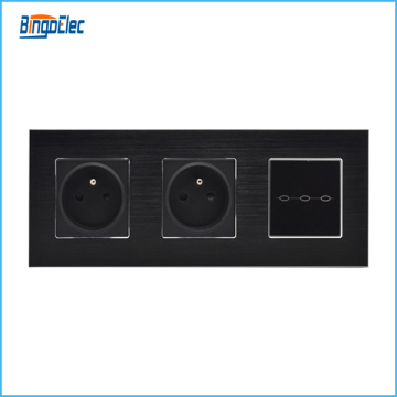 double eu french socket with 3gang touch switch ,free matching
