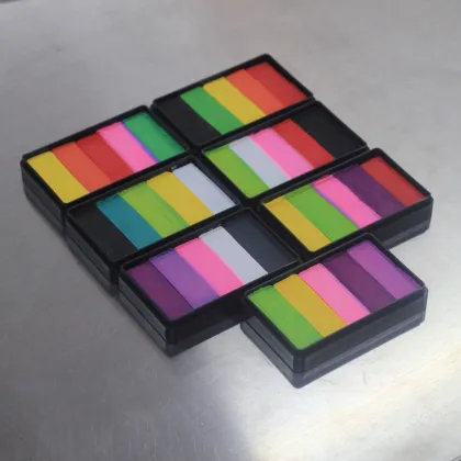 Stroke split cake rainbow flag face paint