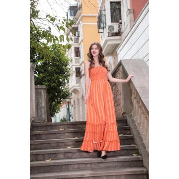 Vestido largo de tirantes a rayas para mujer