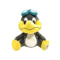 Grey duck stuffed animal with swimming goggles