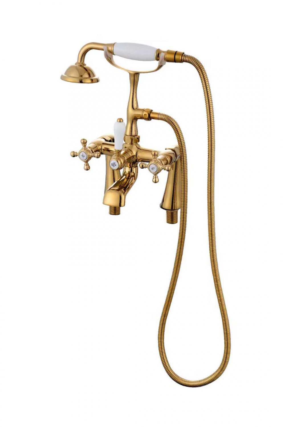 Luxus Seitenwandhalterung Messing Golden Badewanne Wasserhahn mit europäischen Handbrause