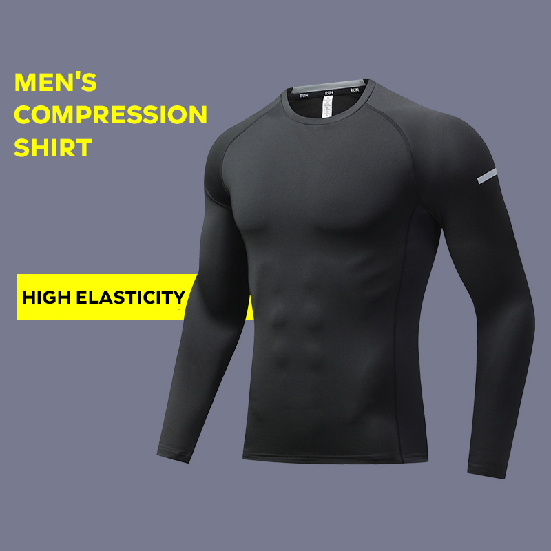 Men Dry Fit Workout Long Sleeve Athletic Gym