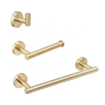 Modern Wall-Mounted Brushed Gold 304 Stainless Steel Hotel Bath Accessory Set