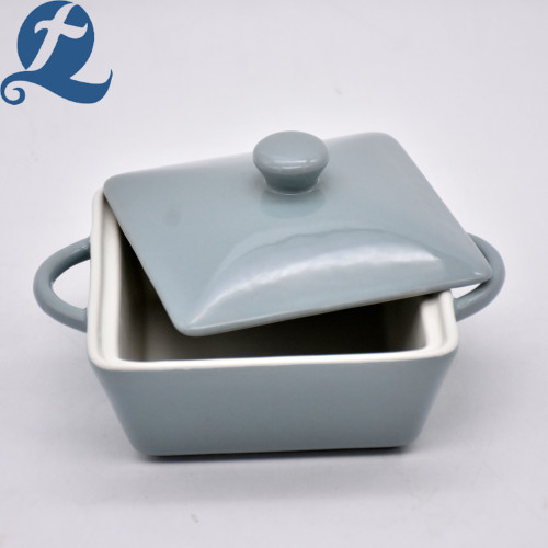 Custom Ceramic Square Soup Pot Set with Lid