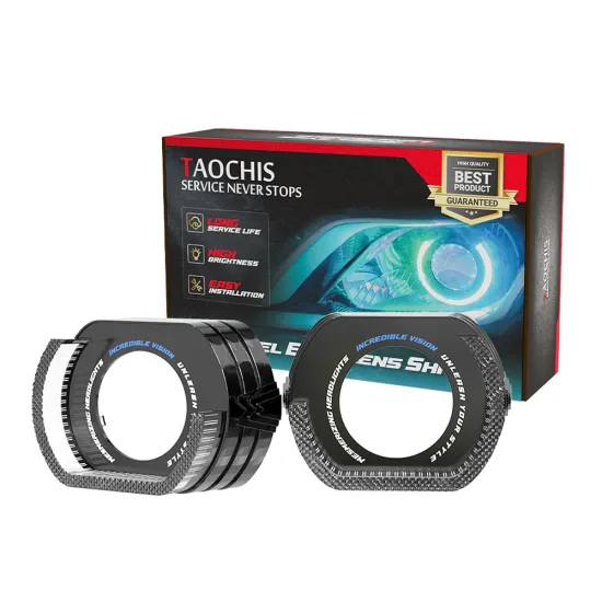 TAOCHIS 2.5/3.0 Inches 5D BI-LED Projector Lens with Chrome Angel Eyes for LED Car Headlights