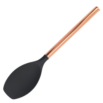 Rose Gold Silicone Baking Spoonula with Long Stainless Steel Handle
