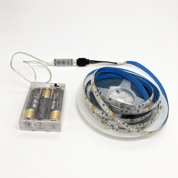 IP65 กันน้ำ RGB LED LED LED: 30 SMD 5050 LEDs, DC 5V ที่ขับเคลื่อนด้วยแบตเตอรี่มาพร้อมกับคอนโทรลเลอร์ขนาดเล็ก 3 คีย์