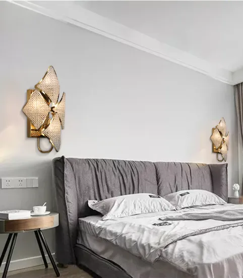 Modern Bedroom Bedside Crystal Beads Led Wall Light