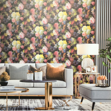 PVC Waterproof Flowers Emboss Wallpaper for Living Room