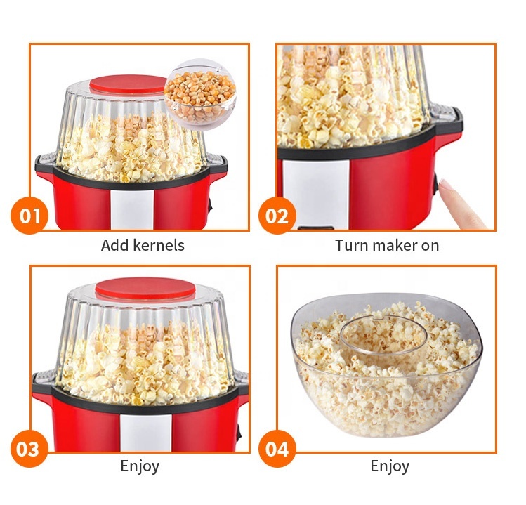Hot Air Popcorn Popper Maker Machine Hot Air Popcorn Maker With Butter Melting Container Home Electric No Oil Popcorn Maker Mul