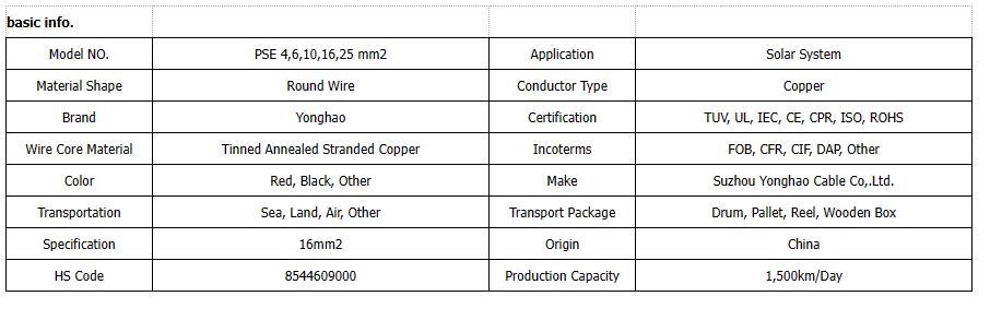 Photovoltaic 6mm2 PV Solar Cable