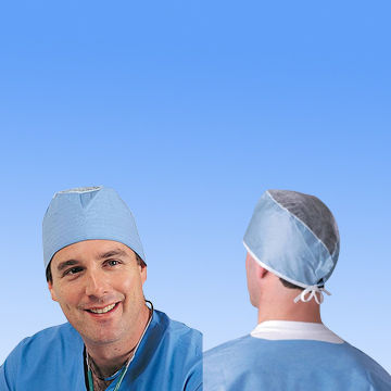 Disposable doctor's surgical cap with elastic or ties band for medical and hospital