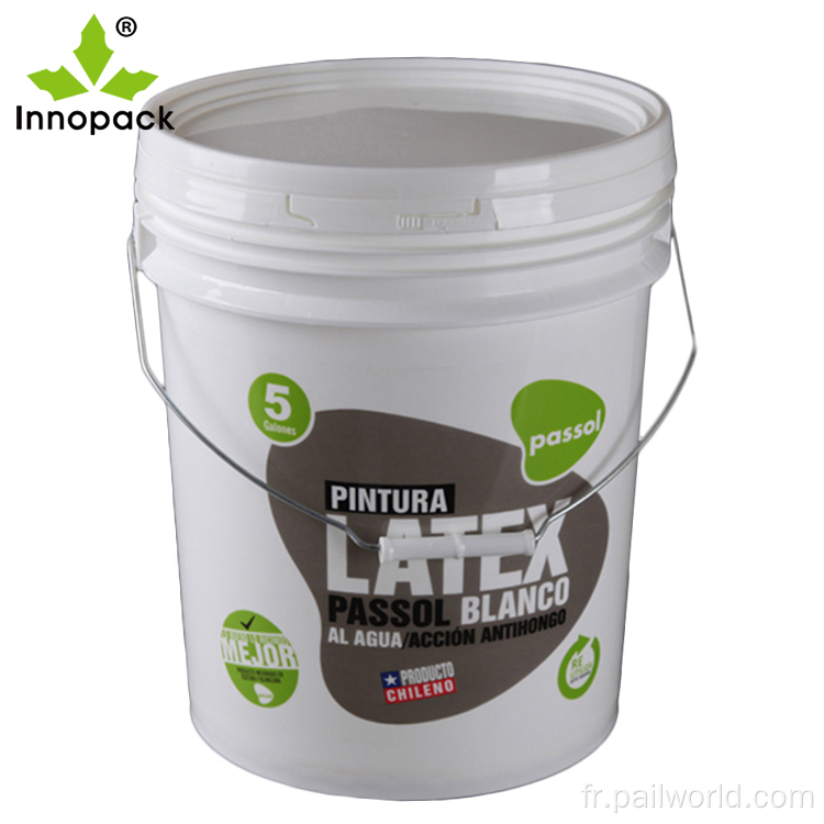 seau en plastique de peinture de 5 gallons imprimés avec couvercle