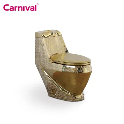 Golden Royal Design One-Piece Bathroom Ceramic Toilet
