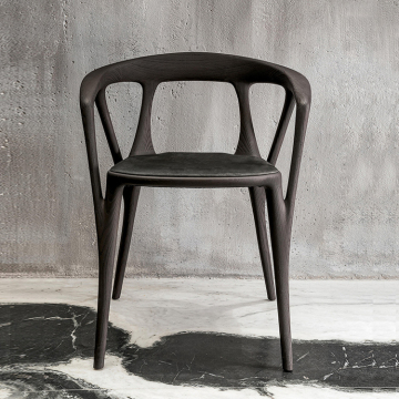 High-End Italian Crafted North American Black Walnut Solid Wood Dining Chair and Armchair