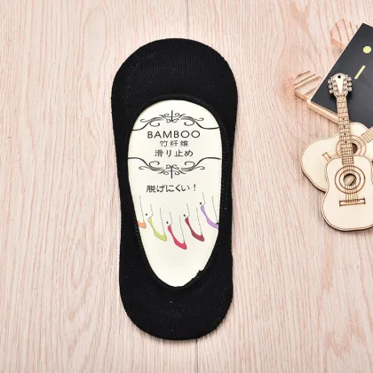 Bamboo Fiber Silicone Anti-Slip Invisible Boat Socks for Ladies
