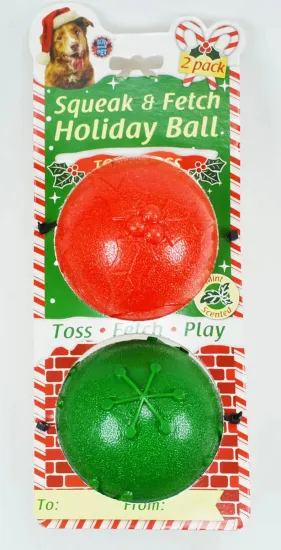 TPR Christmas Squeaky Dog Ball Toy with Light