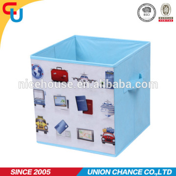 heat-transfer printing folding kids storage cube with 2 handles