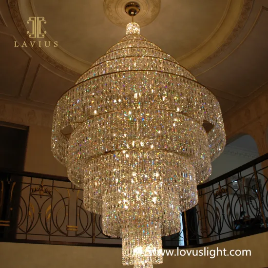 Large high-end custom retro custom crystal hotel hall chandeliers shopping mall hall decoration ceiling chandeliers