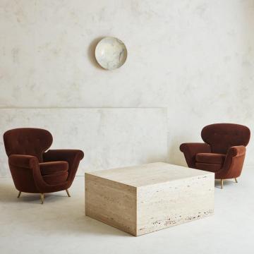 Quadratische Form beige Travertine Couchtisch