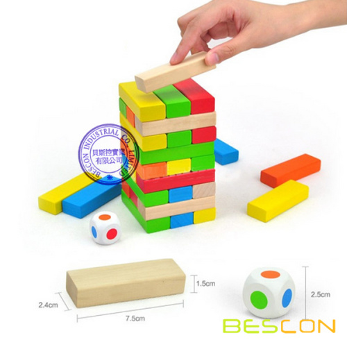 Educational colorful Wooden jenga game with custom logo non-toxic eco-friendly